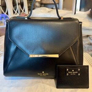 Kate Spade Black Satchel with Gold Accents
